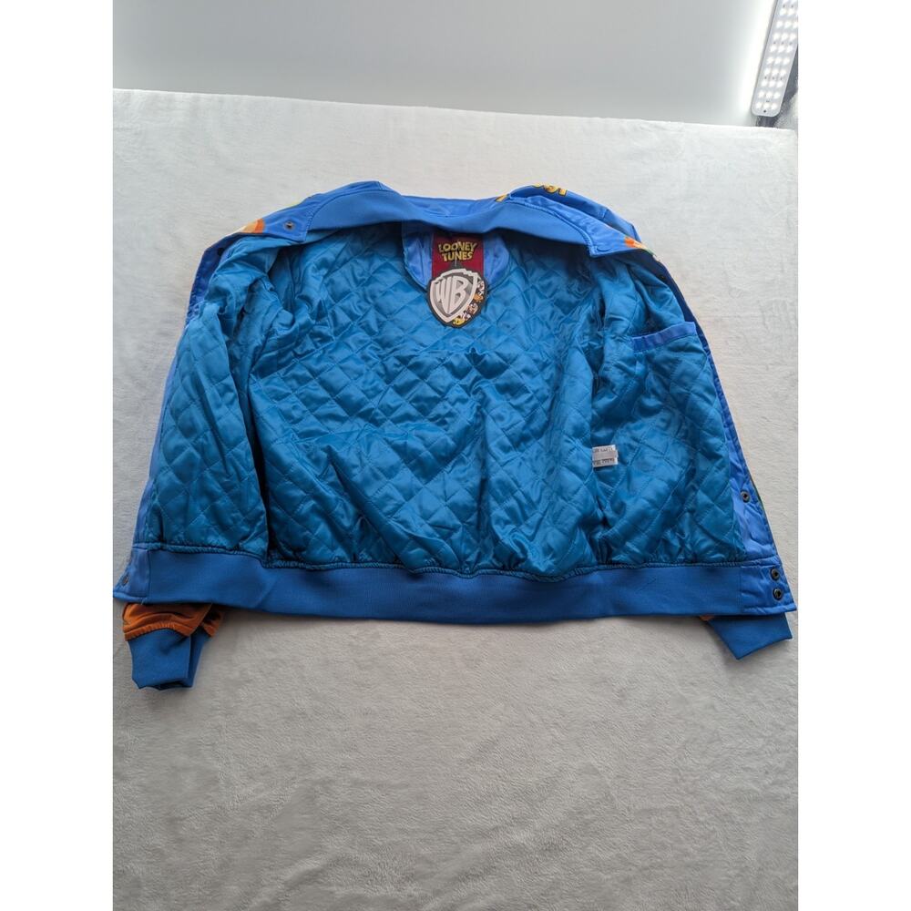 Looney Tunes Mens Size XL Bugs Bunny/Yosemite Sam Graphic Satin Snap Jacket - Picture 4 of 6